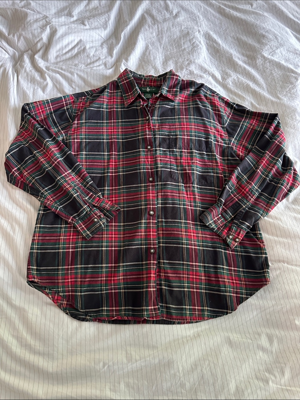 Vintage Hunt Club Red and Black Plaid Long-Sleeve Button-Down Shirt - Large